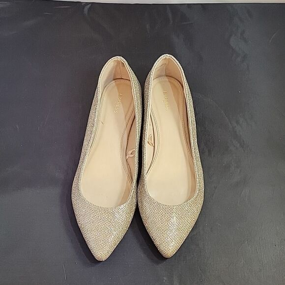 EXPRESS GOLD GLITTER EMBROIDERY POINTED TOE SLIP-ON WOMEN"S FLAT - Picture 4 of 16